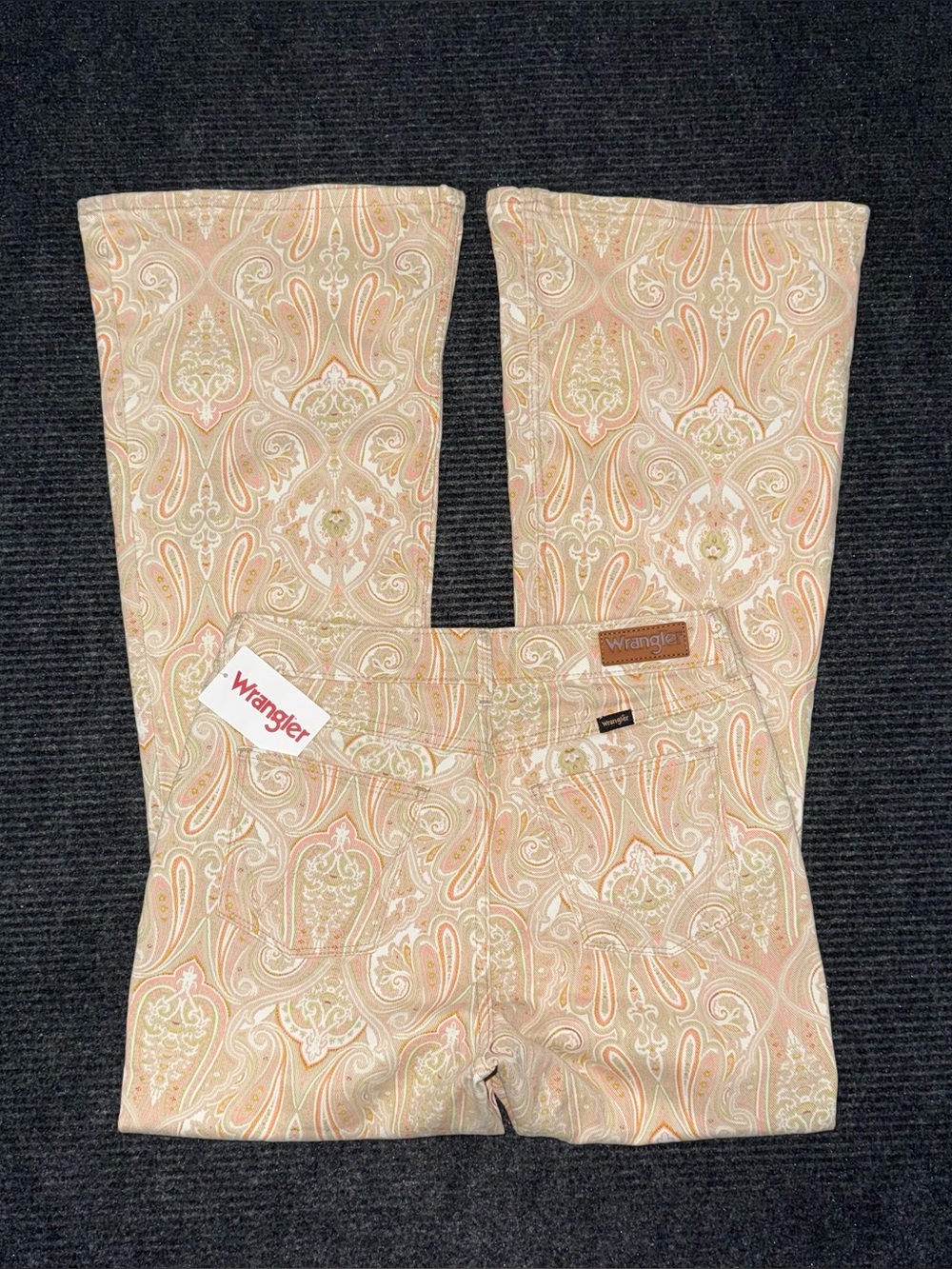 Wrangler NWT High Rise Fierce Flare Paisley Print Jeans Sz 8 x 32 Western Boho
